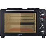 Unold 68885 Tischbackofen 30L 1500W Schwarz mit 2 Kochplatten