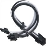 SilverStone PP07E-PCIBW Flexibles Stromverlängerungskabel 8-Pin auf PCI-E 6+2-Pin 30cm Schwarz/Weiß
