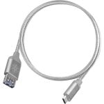 SilverStone CPU06S-500 Cavo in nylon da USB-C a USB-A maschio/femmina 0,5 m Argento