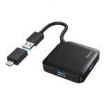 Hama Hub 4 Puertos USB 3.2 Negro + Adaptador USB-C Hama Hub 4 Puertos USB 3.2 Negro + Adaptador USB-C