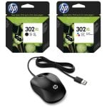 HP Pack 302XL Cartuchos Tinta Alta Capacidad Originales Negro/Tricolor + HP 1000 Ratón USB Negro HP Pack 302XL Cartuchos Tinta Alta Capacidad Originales Negro/Tricolor + HP 1000 Ratón USB Negro
