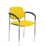 Piqueras y Crespo Villalgordo Cadeira Fixa Bali Amarelo Chasis com Braços Cromados Piqueras y Crespo Villalgordo Cadeira Fixa Bali Amarelo Chasis com Braços Cromados