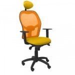 Piqueras y Crespo Jorquera Orange Mesh Chair Bali Sitz mit fester gelber Kopfstütze