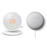 Google Pack Nest Thermostat E Termostato Inteligente + Google Nest Mini Coluna Inteligente e Assistente Giz