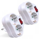 Extrastar Pack 2 Adaptadores de 2 Tomas con Interruptor