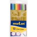 Molin Fine-Liner RFL290-10B Confezione da 10 Pennarelli Punta Extra Fine Colori Assortiti