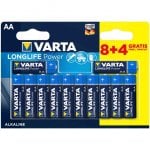 Varta Longlife Power, Batteria Alcalina, AA, Mignon, LR6, 1.5V, Blister da 8+4, Made in Germany