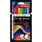 STABILO Pen 68 Brush Arty Pack de 12 Rotuladores Punta Pincel Colores Surtidos STABILO Pen 68 Brush Arty Pack de 12 Rotuladores Punta Pincel Colores Surtidos