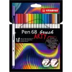 STABILO Pen 68 Brush Arty Pack de 18 Rotuladores Punta Pincel Colores Surtidos STABILO Pen 68 Brush Arty Pack de 18 Rotuladores Punta Pincel Colores Surtidos