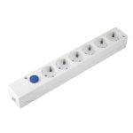Régua de tomadas Simon Multifix 6 Tomadas com Interruptor Branco instalação flexível