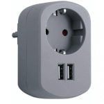 Simon Brico Adaptador de Corriente + 2 USB Gris