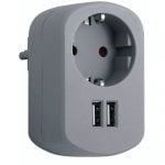 Simon Brico Adaptador de Corriente + 2 USB Gris Simon Brico Adaptador de Corriente + 2 USB Gris