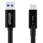 Câble Simon USB 3.1 vers USB-C mâle/mâle 1 m Noir