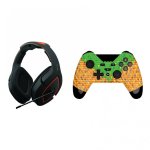 Gamepad Gioteck WX-4 Wireless Retro Cubes per Switch PC + TX-50 Cuffie Nero Arancione