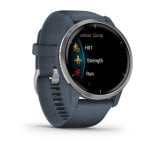 Garmin Venu 2 GPS WiFi 45mm AMOLED Bleu Granite Boîtier Argent Taille Unique Étanche 5 ATM SpO2 Pulsomètre