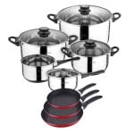 San Ignacio Red&Marble Batería de Cocina 8 Piezas + Set 3 Sartenes Rojas San Ignacio Red&Marble Batería de Cocina 8 Piezas + Set 3 Sartenes Rojas
