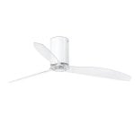 Faro Mini Tube Fan Ventilateur de Plafond avec Commande 32W Blanc Brillant/Transparent