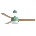 Universal Blue Vento Ventilador de Techo WiFi con Luz LED y Mando Aspas Reversibles 70W Turquesa/Madera/Blanco