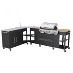 vidaXL Barbacoa de Gas 4+1 Fogones + Mesa de Servicio Negro/Plateado vidaXL Barbacoa de Gas 4+1 Fogones + Mesa de Servicio Negro/Plateado