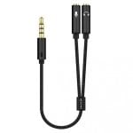 Aisens Cavo Audio Jack 3,5mm a 2xJack 3,5mm Maschio/Femmina 25cm Nero