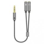 Aisens Cavo Audio Jack 3,5mm a 2xJack 3,5mm Maschio/Femmina 25cm Grigio