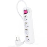 Régua de tomadas Nanocable 4 Tomadas com Proteção Infantil e Interruptor Cabo 1,4 m Branco