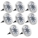 VidaXL Pack 8 Focos Solares LED de Suelo Acero Inoxidable