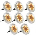 VidaXL Pack 8 Focos Solares LED de Suelo Blanco Cálido