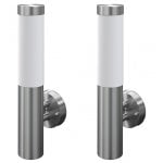 VidaXL Confezione da 2 Lampade da Parete per Esterni Cilindro in Acciaio Inox 60W E27