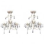 VidaXL Lampe Lustre en Cristal 3xE14 Blanc 2 Unités