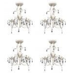 VidaXL Lampe Lustre en Cristal 3xE14 Blanc 4 Unités