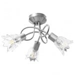 VidaXL Plafonnier Tulipe avec Abat-Jour en Verre 3xE14 Acier Chromé