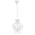 VidaXL Lampada a sospensione Perle di vetro E14 32 cm Bianco