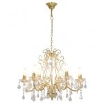 VidaXL Lustre avec Perles de Verre Rondes 6xE14 Doré