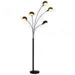 VidaXL Lampadaire 5xE14 200cm Noir/Or