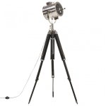 VidaXL Lampada da terra treppiede in legno massello E27 165 cm manico/nero