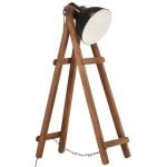 VidaXL Lámpara de Pie de Madera Maciza E27 Mango Negro
