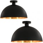 VidaXL Pack 2 Plafonniers Hémisphériques E27 Noir/Or