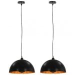 VidaXL Confezione da 2 Lampade a Sospensione Emisferiche E27 40 cm Nero/Oro