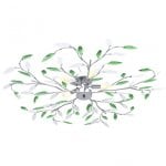 VidaXL Plafonnier Feuilles de Verre 5xE14 Vert