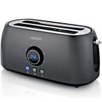 Tostapane Haeger Future Plus TO-14D.013A 2 fessure larghe 1400 W 6 livelli Scongelamento Riscaldamento Raccoglibriciole Nero