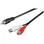 Equipaggia il cavo audio Mini Jack da 3,5 mm maschio a 2x RCA femmina da 2,5 m Nero