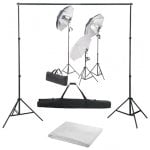 vidaXL Kit studio photo avec 3 lumières + fond blanc