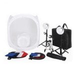 vidaXL Mini Studio Fotografico con 8 Sfondi + 3 Treppiedi + 2 Lampade da 24W