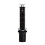 Emuca Regleta Empotrable 3 Tomas Schuko + 2 Puertos USB 1.8m