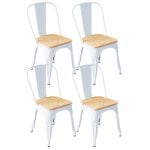 Thinia Home Strong Pack 4 Sillas Industriales Blanco/Madera