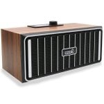 Cooler Retro-Bluetooth-Lautsprecher mit Walnussholzfront, schwarz, 20 W