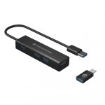 Hub USB-C 4 Ports USB 3.0 Conceptronic HUBBIES06B Alu Noir