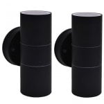 VidaXL Pacote de 2 Candeeiros de Parede Cilíndricos para Exterior GU10 Preto