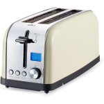 Grille-pain vintage Prixton Bianca Pro 2 Fentes Larges 1500W 7 Niveaux LCD Blanc casse